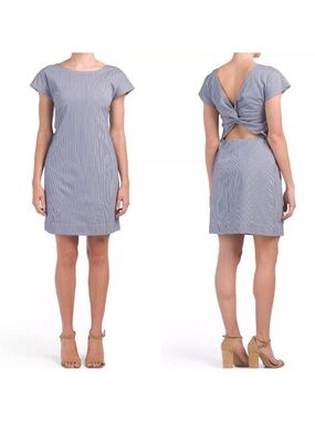 THEORY SEERSUCKER OPEN BACK DRESS